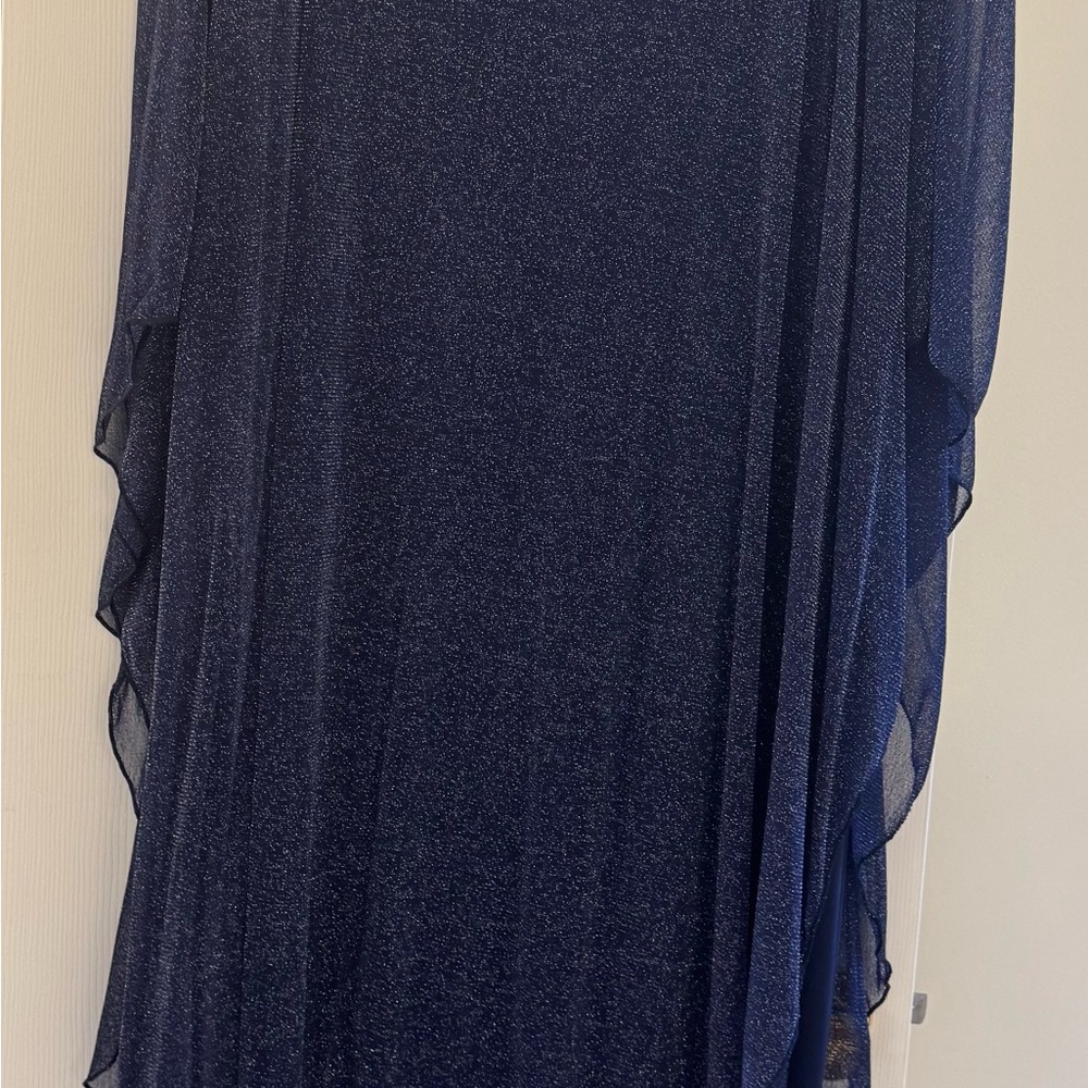 SHEIN Curve Navy Dress with Glitter Overlay